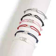 Creative, Fashionable, Simple Hollow Square Bracelet with Stainless Steel Letter Cross DIY Woven Bracelet Jewelry Factory Wholesale