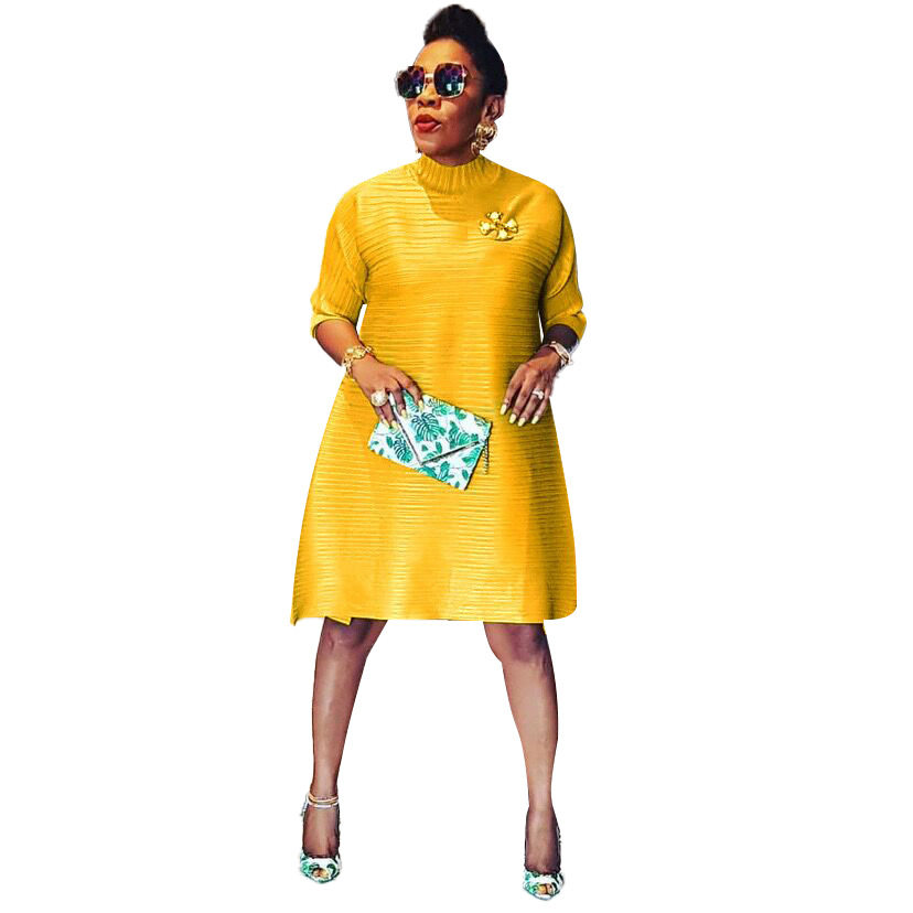 Plus Size Womens Dress Solid Color Fashionable African Inspired Casual or Formal Occasions Wholesale Available