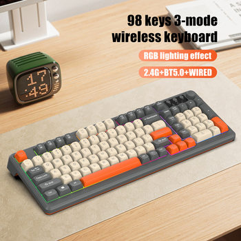 RGB light high color value three-mode wired wireless Bluetooth keyboard game office film mute keyboard mechanical feel