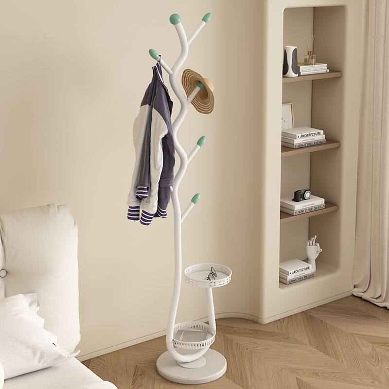 Clothes Rack Floor-Standing for Home Use in Living Room and Bedroom, Light Luxury Metal Coat Rack, Simple Cream Style Bag Rack