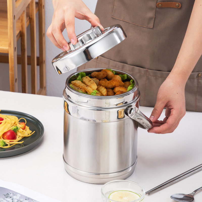 Thickened Stainless Steel 304 Insulation Pot Lunch Bucket Large Capacity Lunch Box Multi-Layer Adult Student Lunch Box Meal Delivery