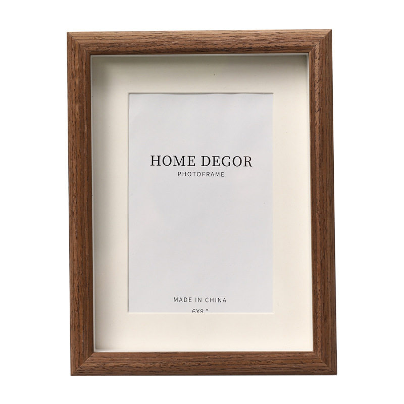 Wooden Photo Frame Glass Square 4inch Kidsren's Oil Pastel Framed Picture Frame DIY Photo Display Modern Simple Style