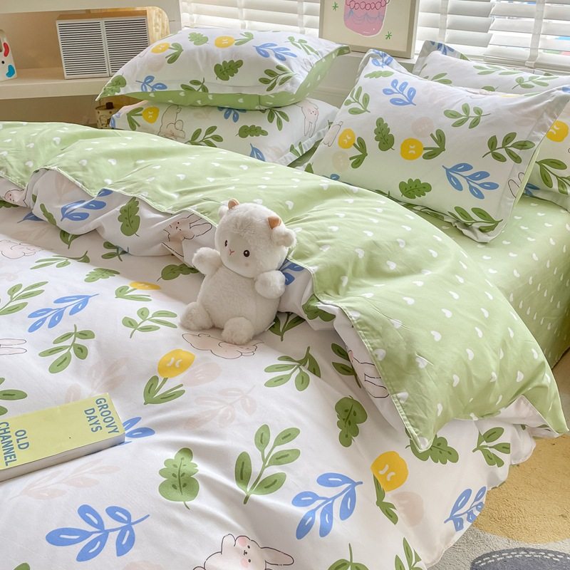 New Live-Streaming Hot Item Nordic Style Skin-Friendly Plant-Based Cashmere Brushed Four-Piece Set for Student Dormitory, Simple and Suitable for All Seasons