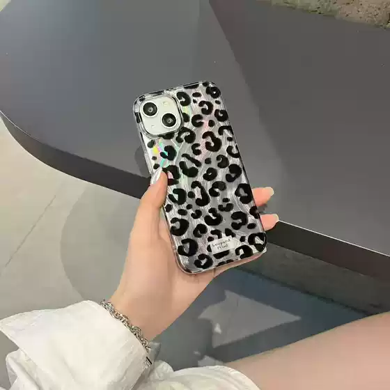 Black Leopard Print Feather Yarn Suitable for Apple 15Pro Max Mobile Phone Case Iphone17 Protective Cover Soft Shell Double Layer