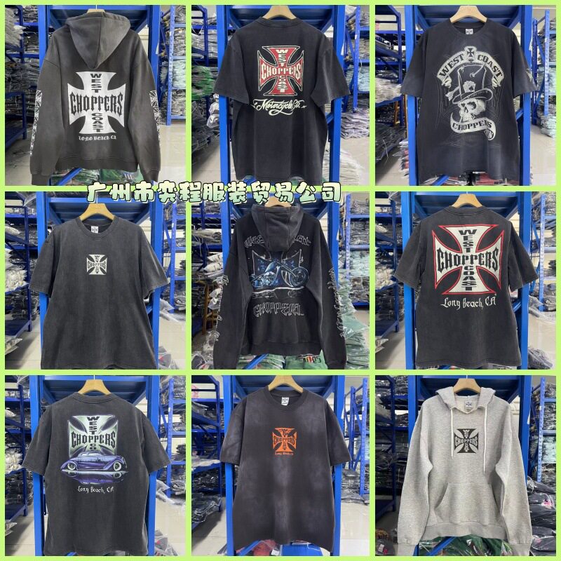 เสื้อยืดแขนสั้น ลายภาพเหมือนหัวกะโหลก สไตล์ไฮสตรีท ฟอกสีวินเทจ รุ่นพรีเมียม ขายส่งข้ามพรมแดน สำหรับฤดูใบไม้ร่วงและฤดูหนาว