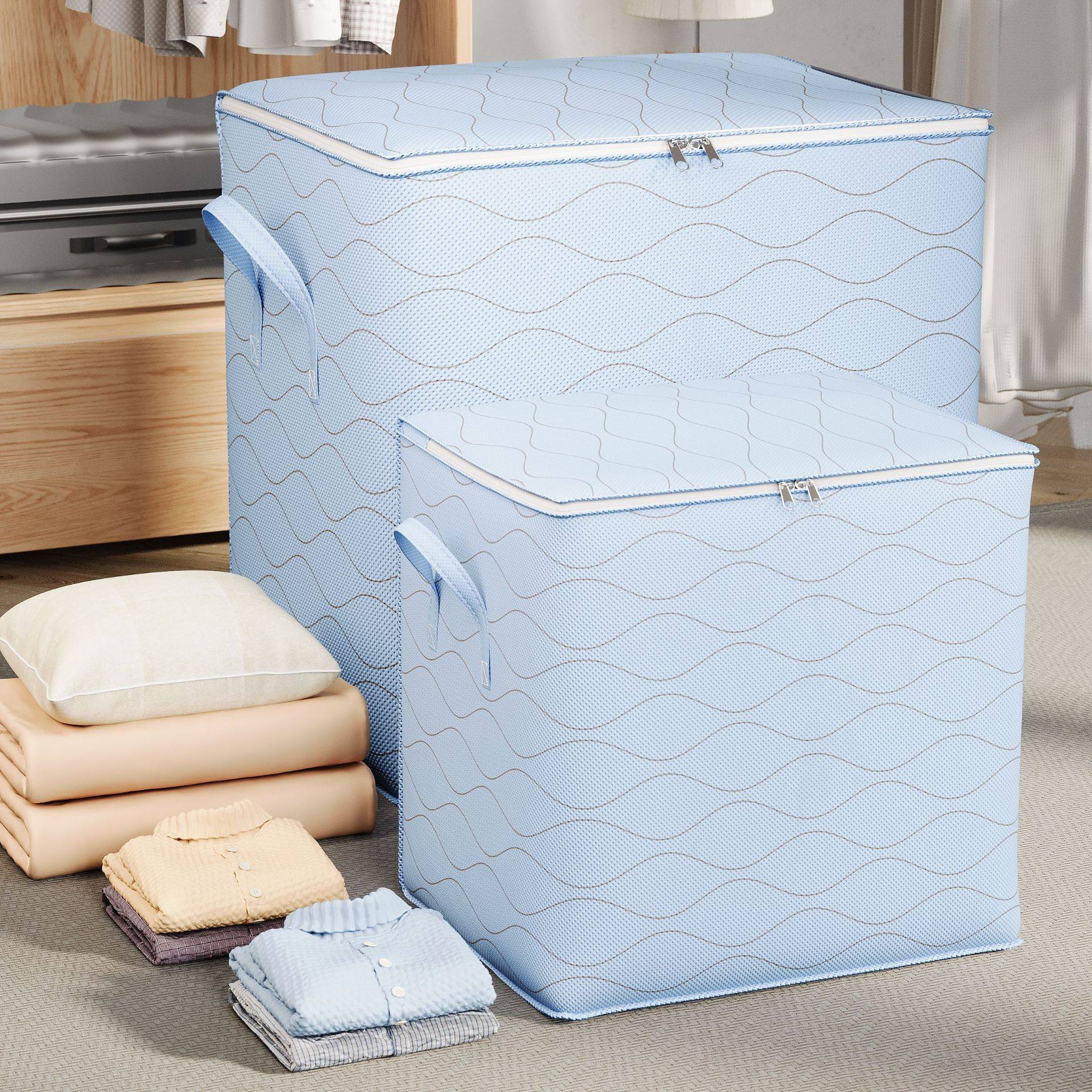 Fabric Storage Bag Large Capacity Moving Basket Wardrobe Clothes Moisture-Proof Mildew-Proof Quilt Clothes Storage Bag Tiling Box