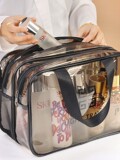 Двухслойная косметичка из ПВХ с разделением на сухую и влажную косметичку, прозрачная портативная водонепроницаемая сумка для туалетных принадлежностей большой емкости, портативная сумка для хранения дорожных принадлежностей
