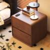 New Solid Wood Bedside Table Modern Simple Light Luxury Small Bedroom Home Leather Storage Bedside Table Retro Style