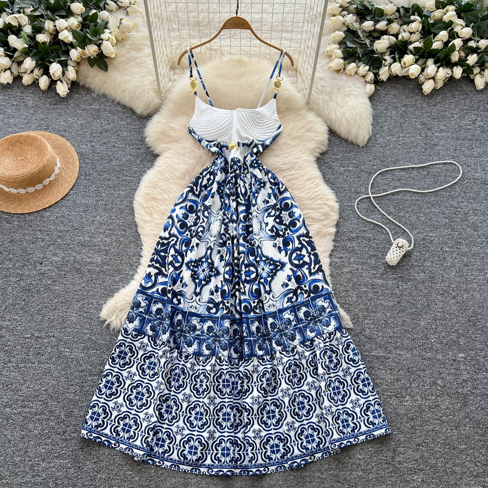 Fashionable Womens Maxi Dress Elegant Floral Print Waist Defining Flattering Fit Autumn Style Wholesale Available