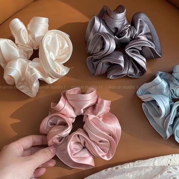 Pearlescent Flower Bud Hair Tie ~ High Quality Satin Ball Head Ponytail Hair Rope 2025 Spring New Hair Rope