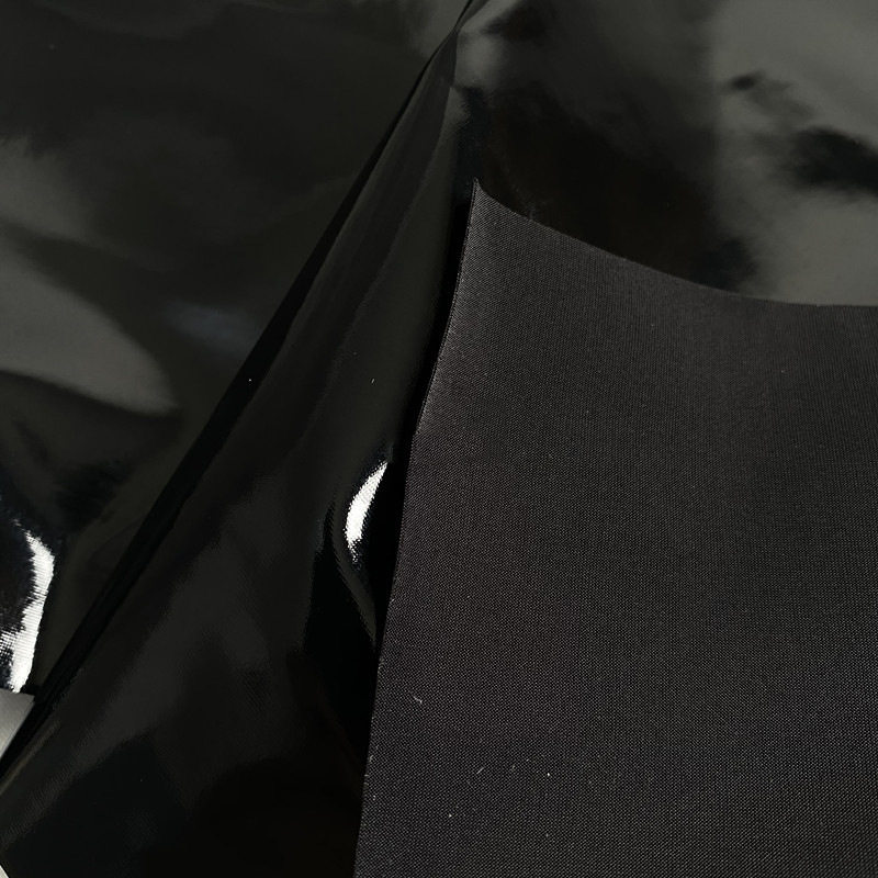 Performance Costume Fabric Laser Rainbow Bright Face Pu Mirror Leather Four Sides High Stretch Patent Leather Fabric