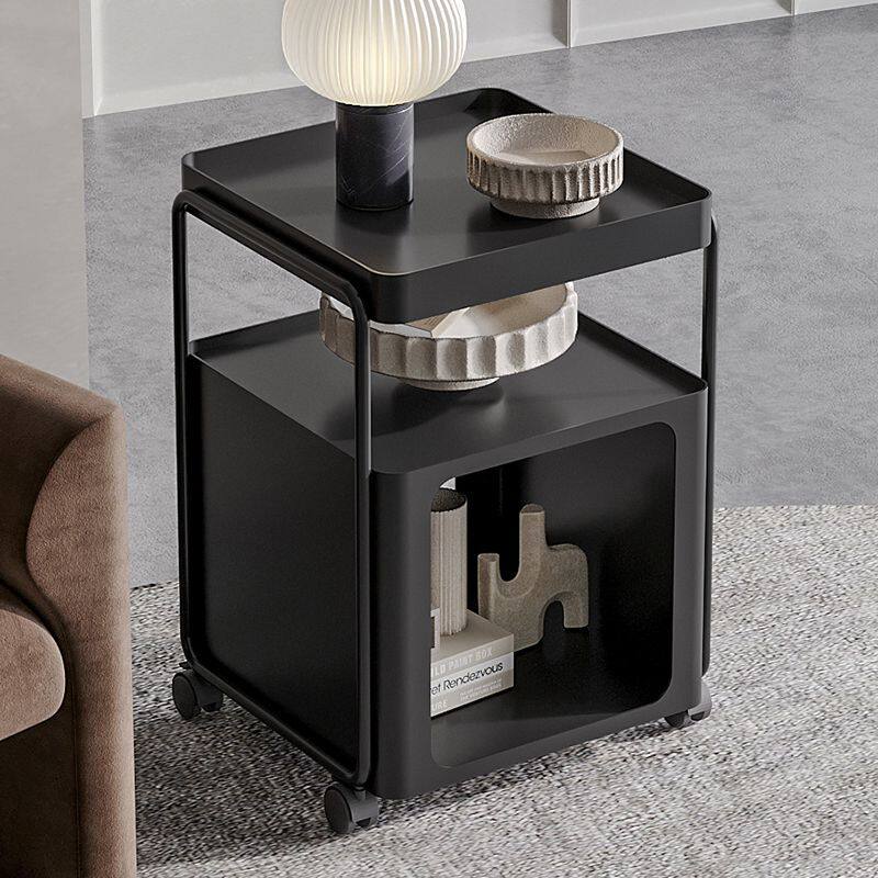 Simple Modern Movable Iron Bedside Table with Wheels Bedside Storage Rack Bedroom Bedside Cabinet Side Cabinet Small Side Table