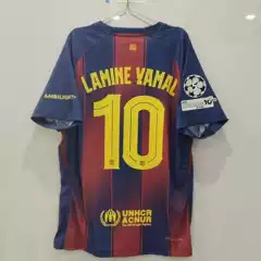 2526 Barcelona Jersey Number 10 Yamal, Number 9 Lewandowski, Number 11 Raphinha, Home and Away Football Uniforms