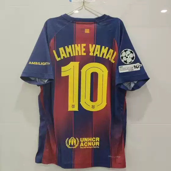 2526 Barcelona Jersey Number 10 Yamal, Number 9 Lewandowski, Number 11 Raphinha, Home and Away Football Uniforms