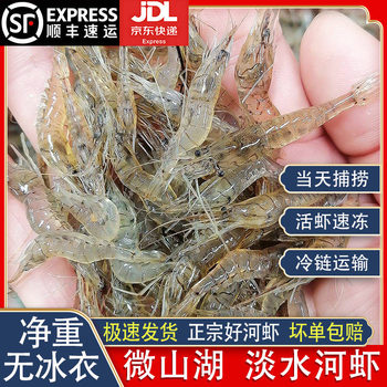 Weishan Lake Small River Shrimp Freshwater Fresh Live Quick-Frozen Preserved Frozen Large Fresh Green Shrimp Drunken Shrimp Large Grass Shrimp Fish Food