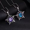 Hip hop retro style old five-pointed star Turkish blue eyes Devil's Eye necklace punk magic skull pendant