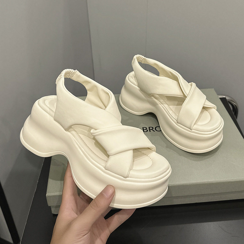 Dép sandal nữ quai chữ V đơn giản mùa hè, đế TPU nhẹ êm — Đen, Len nguyên chất