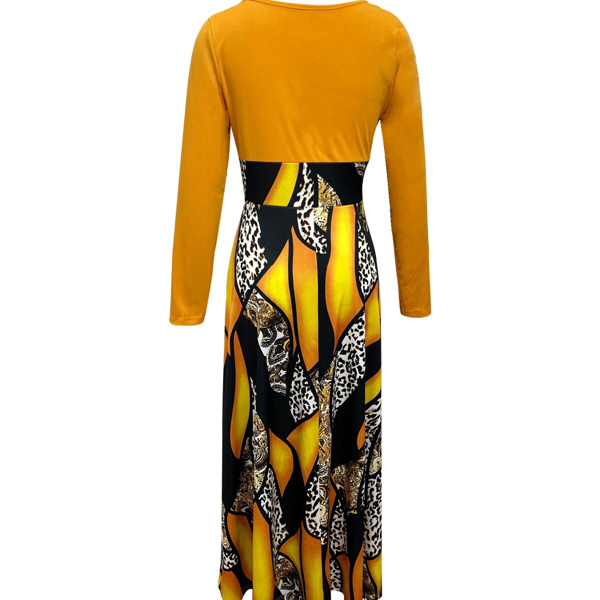 Women's Printed Casual Crew Neck Long-Sleeve Dresses
