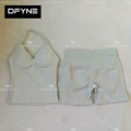 Feather rice-v-neck vest + shorts