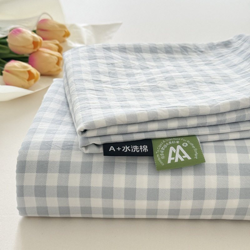 ライトブルーグリッド【肌に優しいAタイプ・裸で寝られる】