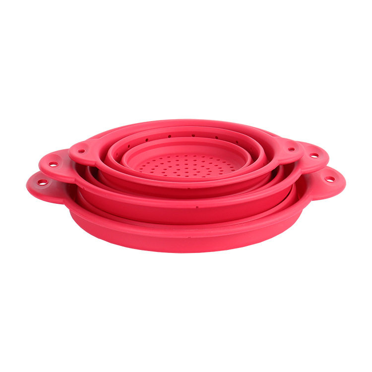Food-Grade Silicone Foldableable Drain Basket Vegetable and Fruit Washing Basket Kitchen Round Square Drain Basket High Temperature Resistant
