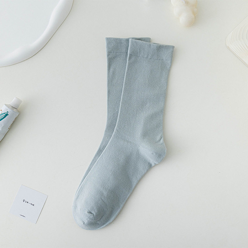 月子袜女ins潮中筒袜秋冬季百搭日系堆堆袜纯白色无骨袜女生长袜