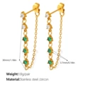 EH1334GWG Green White Zirconia Gold Earrings