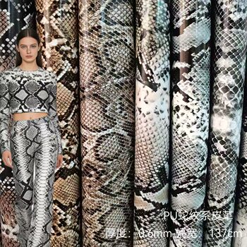 Ready Stock Pu Snakeskin Print Leather Clothing Jacket Short Skirt Shorts Home Decor Bags Artificial Leather Fabric