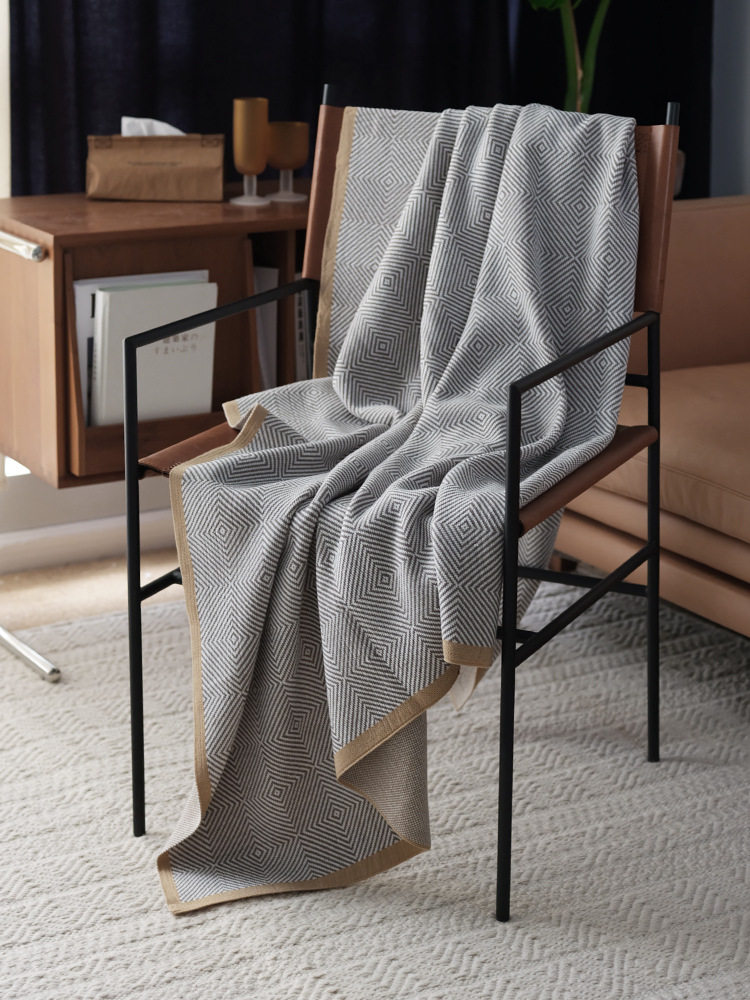 Nordic style knitted thread blanket sofa decoration casual wool blanket gray new postage a generation of in stock cross-border