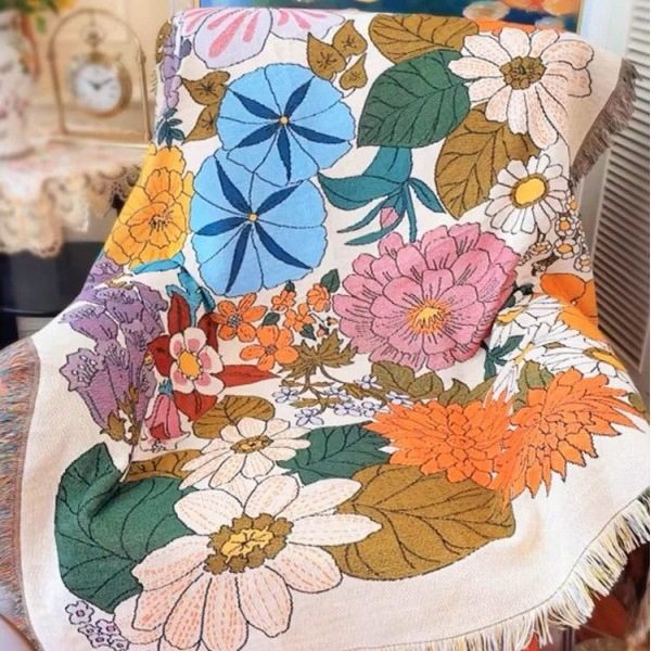 American Country Plant and Flower Sofa Blanket Sofa Towel Full Cover Plus Size Sofa Cover Flower Camping Blanket