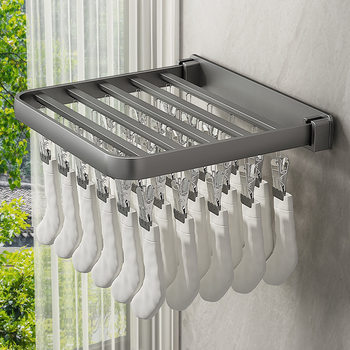 Household multi-clip folding drying rack wall hanging socks artifact balcony underwear baby socks clip wholesale