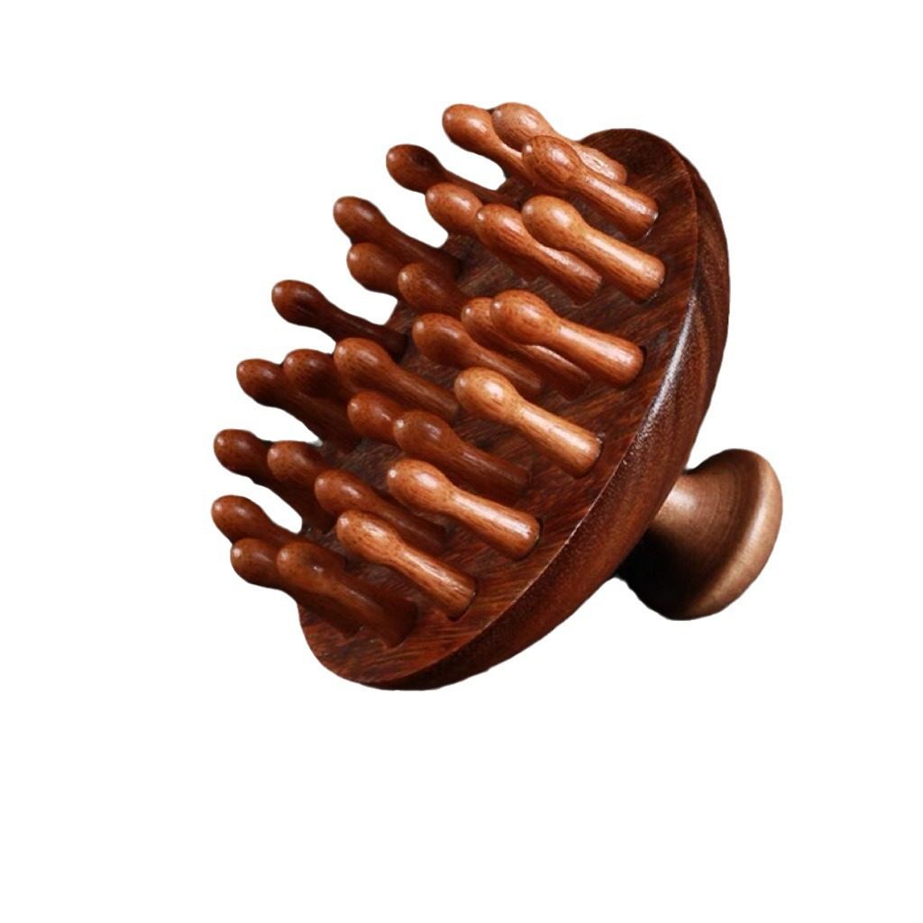 Golden sandalwood disc 28 tooth massage comb scalp massage comb recuperation health body dredge sandalwood meridian comb wholesale