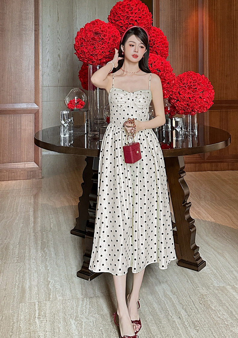 Đầm maxi nữ thắt eo phong cách châu Âu cổ điển, cổ vuông không tay, dáng chữ A — [Màu hồng đào] chi tiết 8