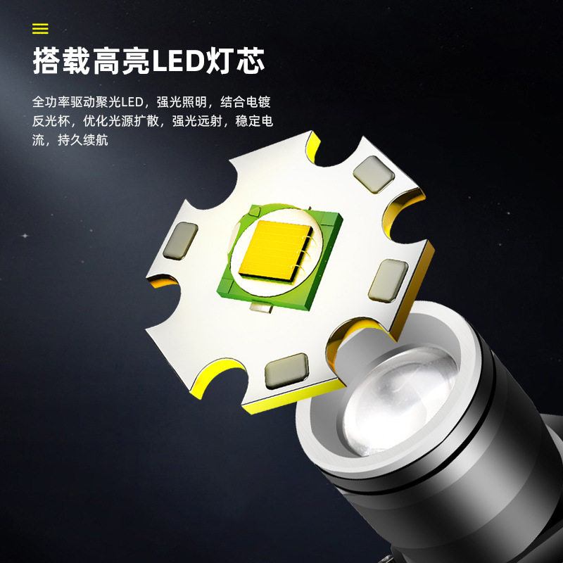 New Dual-Light Strong Light Outdoor Camping Style USB Charging L Night Fishing Cycling Headlight Compact Head-Mounted Corner Flashlight