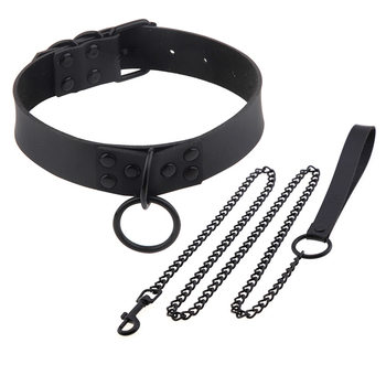 European and American Dark Nightclub Gothic Style Leather Collar Necklace Fashion Black Nail O-Shaped Cervical Collar Chain
