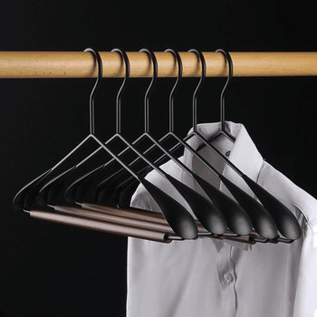 High-grade Retro Iron Light Luxury Clothes Hanger Metal Seamless Clothes Hanger Non-slip Iron Wooden Clothes Hanger Household Clothes Hanger