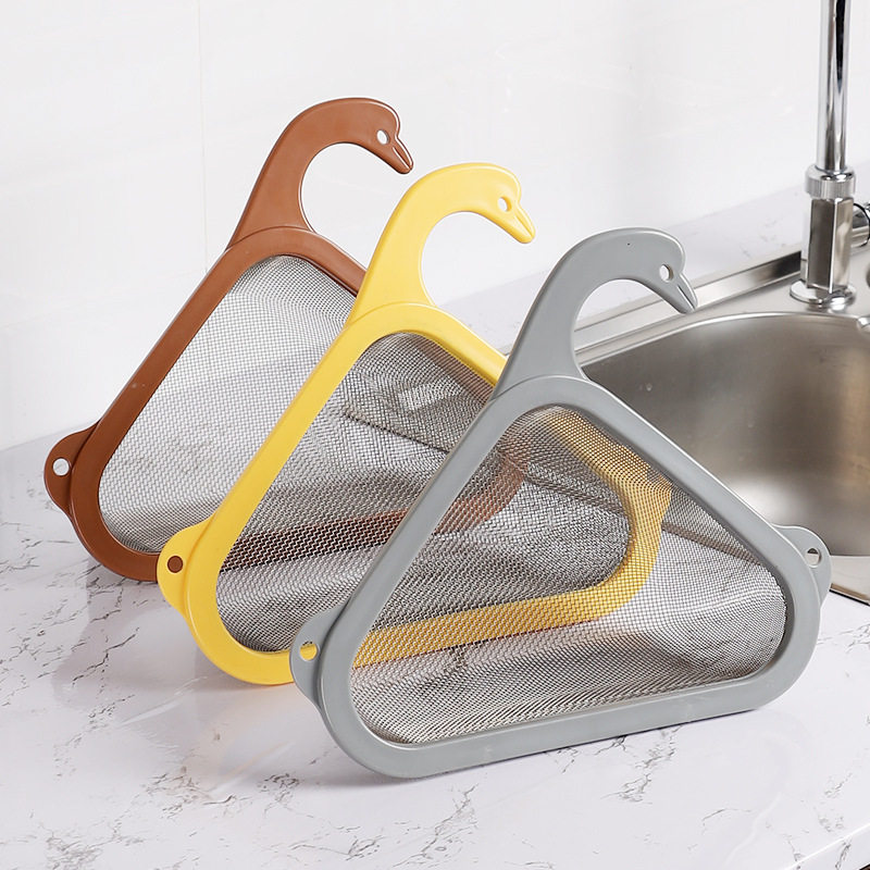Stainless Steel Sink Strainer Kitchen Dishwashing Sink Food Waste Drainer Leftover Rice Swan Triangle Basket