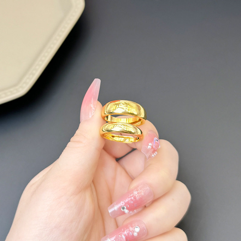 越南沙金戒指情侣男女士久不掉色开口光面铜合金素圈仿黄金戒指环