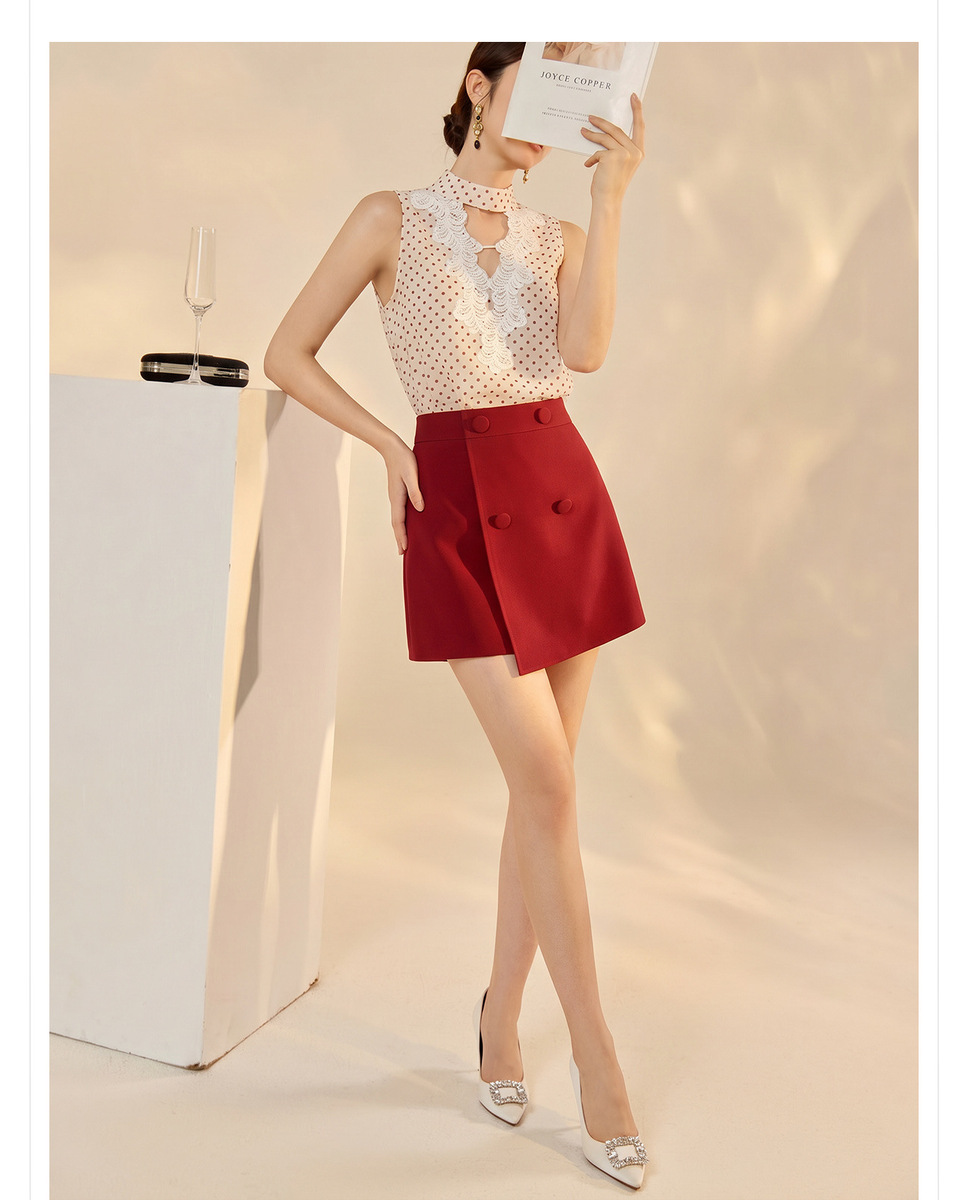 Bộ áo ba lỗ in họa tiết hoa phối chân váy hoặc quần short dáng dài thanh lịch — Áo ba lỗ, Quần short, Chân váy, Bộ đồ [áo ba lỗ + quần short]