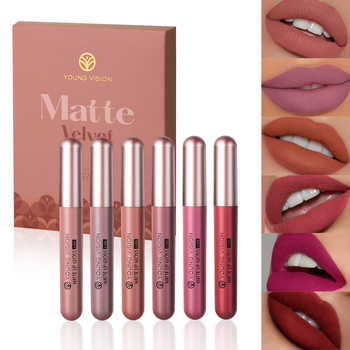 Young Vision 6-Piece Matte Lip Gloss Set Velvet Matte Lip Glaze Lipstick Cross-Border Makeup