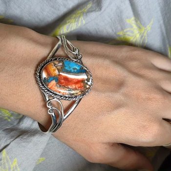 Suxin Cross-Border Hot-Selling Retro Oval Natural Turquoise Bracelet Fashionable Personality Niche Design Elegant Versatile Bracelet