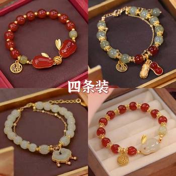 New Chinese style long life lock Jade Rabbit bracelet female ins high-looking student bracelet girlfriends ancient style student niche gift