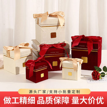 Castle Gift Box, Wedding Candy Box, French Romantic Gift Box, Wedding Candy Gift Box, Square Satchel Velvet Gift Box