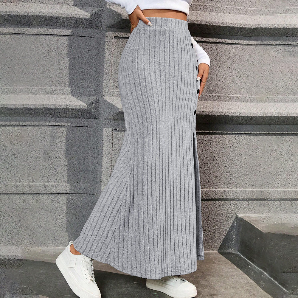 High Waisted Maxi Skirt Simple Versatile Draped Design Spring Summer Casual Wear Wholesale Available