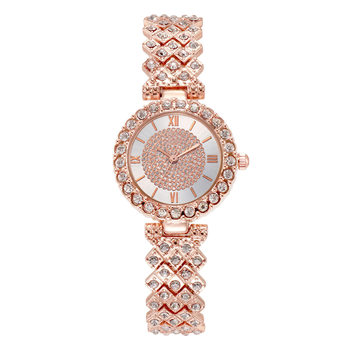 Cross-border TikTok drainage starry new light luxury temperament small dial rhinestone alloy watch women's wrist watch