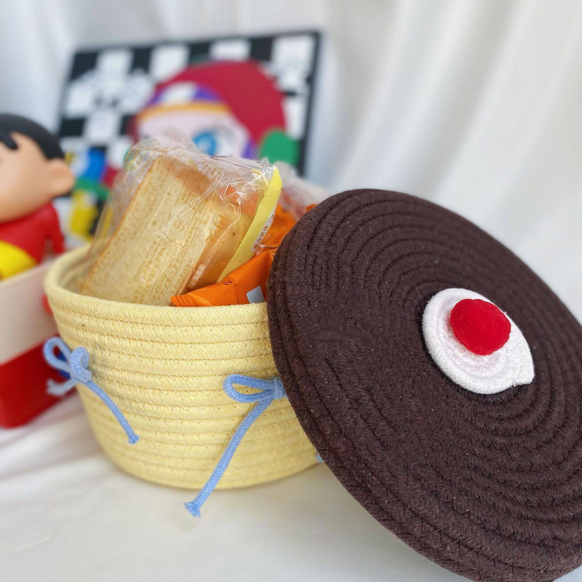 Desktop Storage Box Ins Handmade Braided Pudding Storage Basket Cotton Rope Sundries Storage Basket Home Bedroom Storage Basket