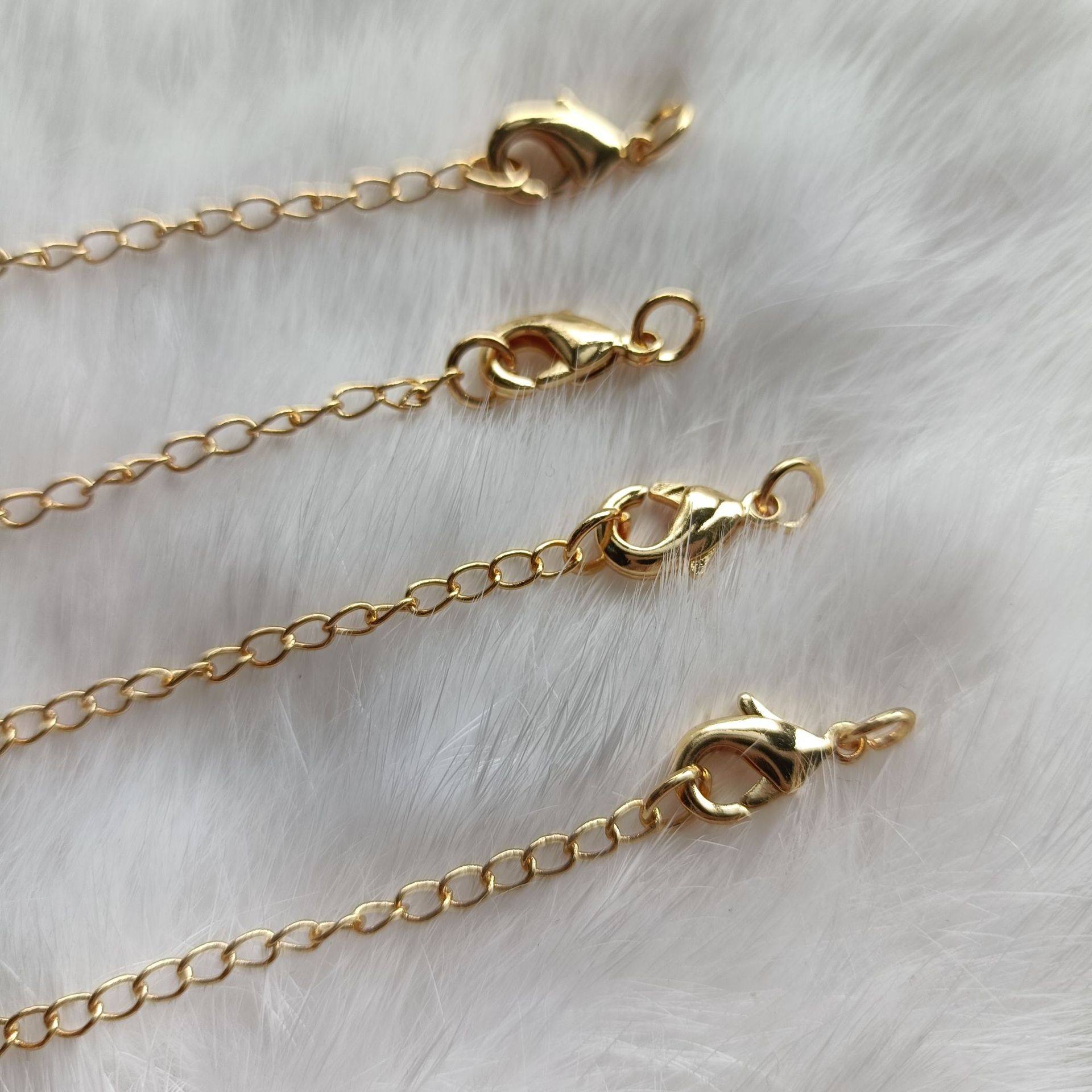 Electroplated 18K Real Gold Electrophoresis Tail Chain Extension Chain with Lobster Clasp Bracelet Necklace Song Brocade Chinoiserie DIY Accessories Factory