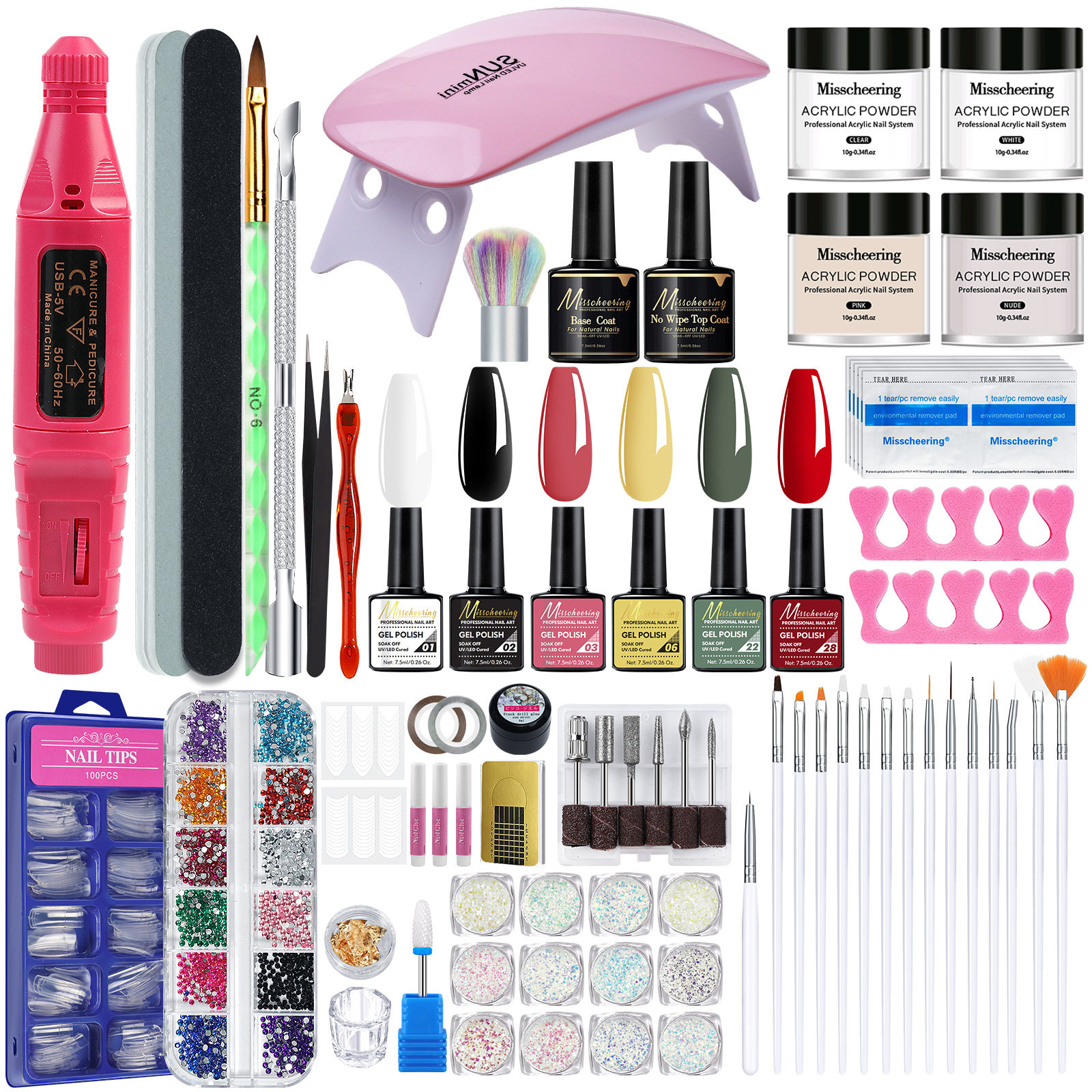 Manicure Nail Polish Glue 35-Piece Set Nail Mold Brush Manicure Manicure Lamp Tool Grinder Polishing Set Wholesale
