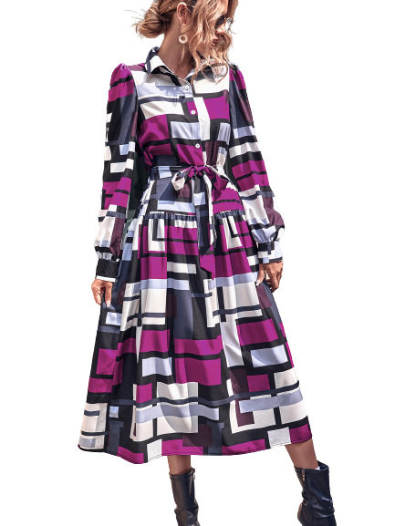 Elegant Long Sleeve Dress Chic Design Comfortable Fabric Versatile Style Perfect for Parties or Formal Events