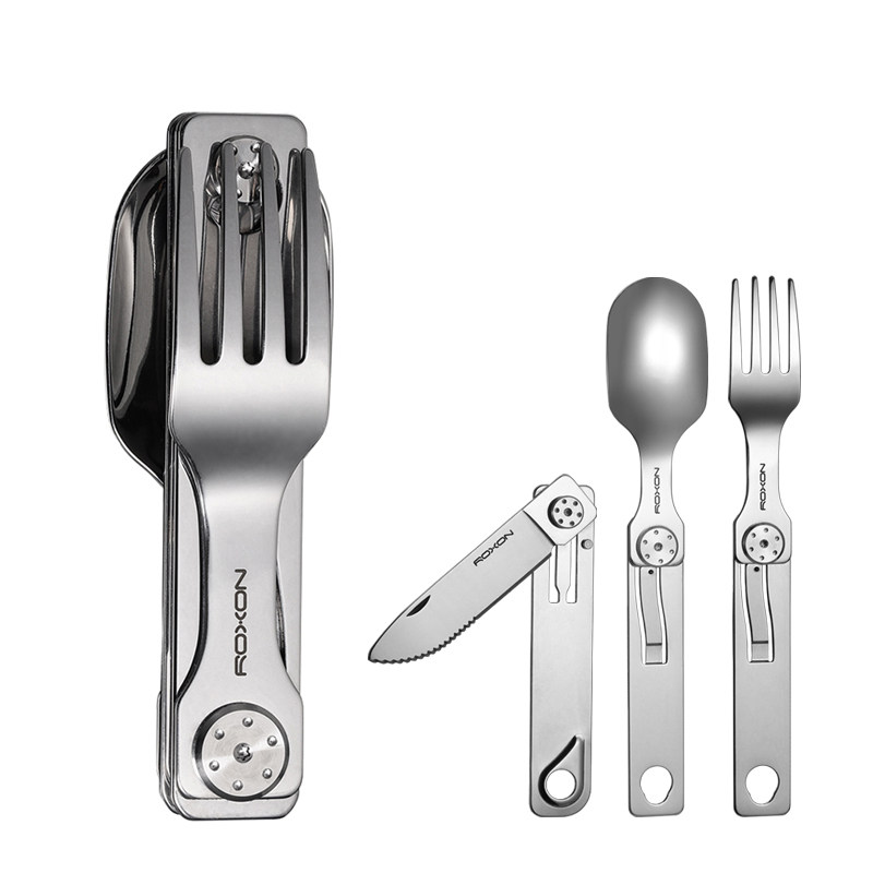 Ron Stainless Steel Practical Rosen Fork and Spoon Xo Outdoor Camping Style Stacking Equipment Series Multi-Purpose Portable Tableware